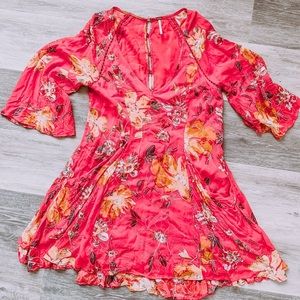 Free People Red Floral Tunic